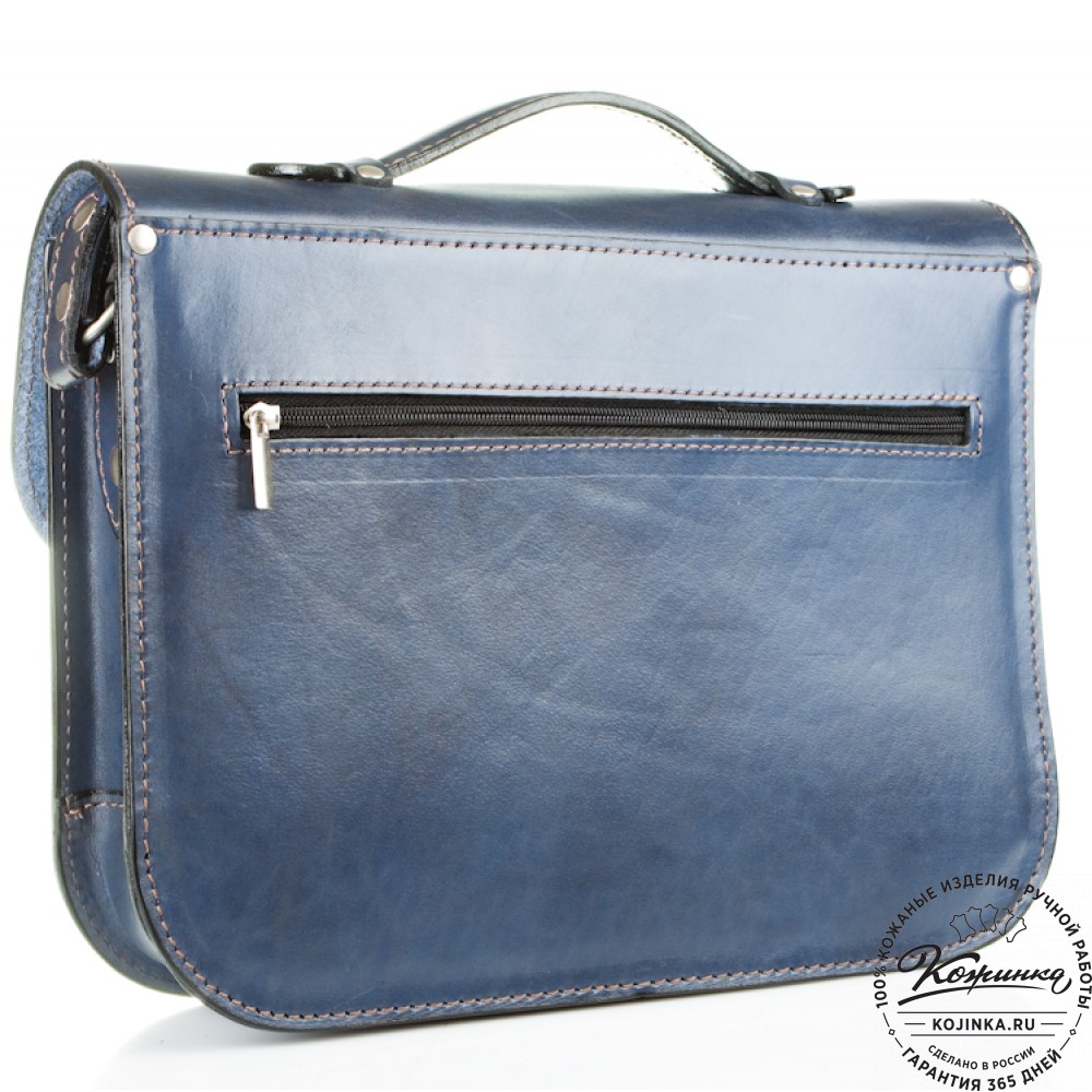 Кожаный портфель "Сатчел"  (синий)