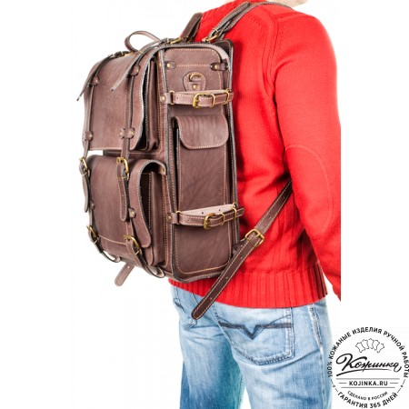 Мужской кожаный рюкзак "Легион" (старение рыжее)