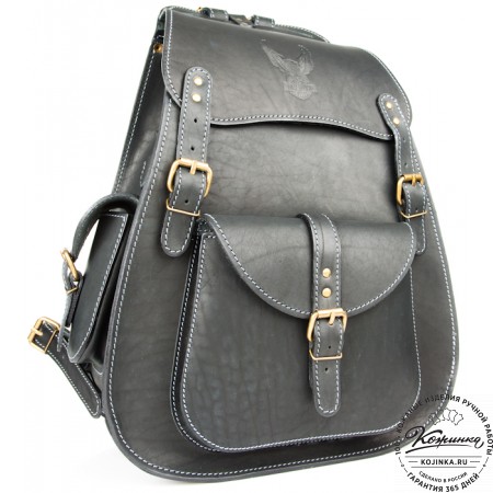 Мужской кожаный рюкзак "Байкер" (чёрный)