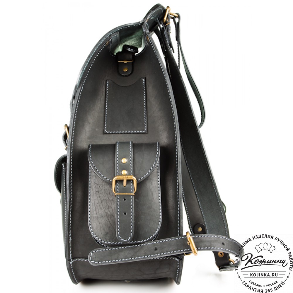 Мужской кожаный рюкзак "Байкер" (чёрный)