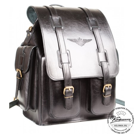 Кожаный рюкзак "Пехотинец" (чёрный)
