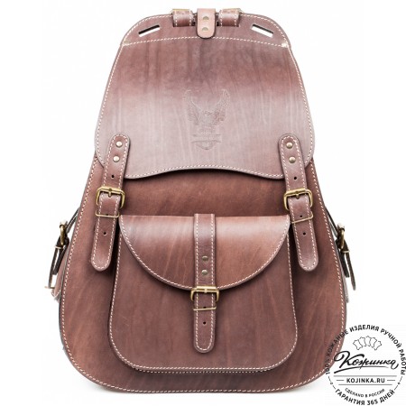 Мужской кожаный рюкзак "Байкер" (коричневый)