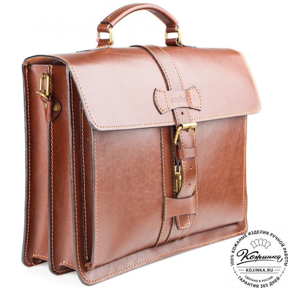 Мужской кожаный портфель "Премьер" (коричневый)
