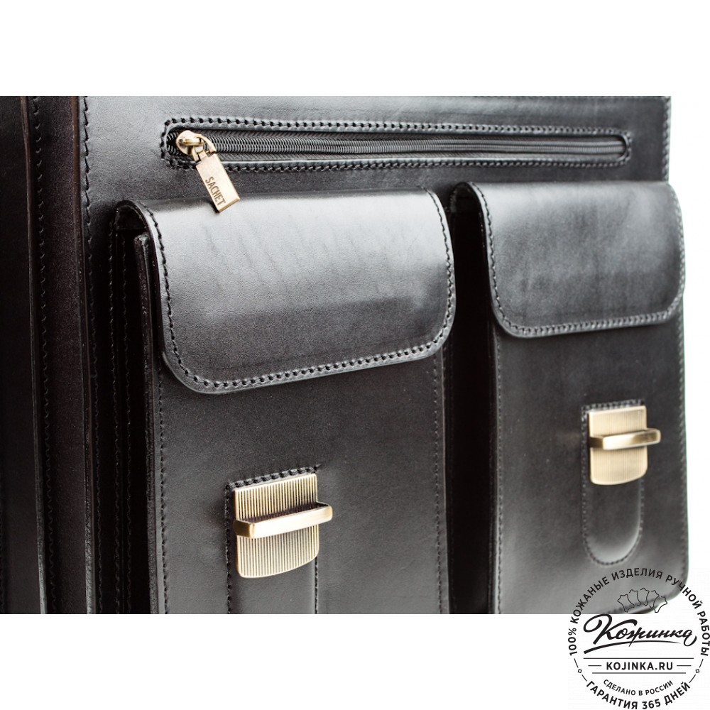 Мужской кожаный портфель "Престиж" (чёрный)