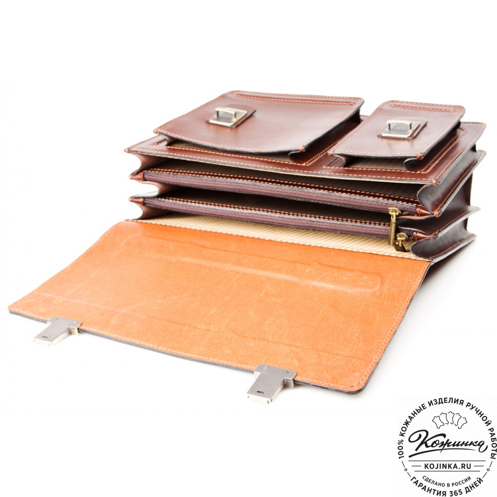 Мужской кожаный портфель "Оптима II" (коричневый)