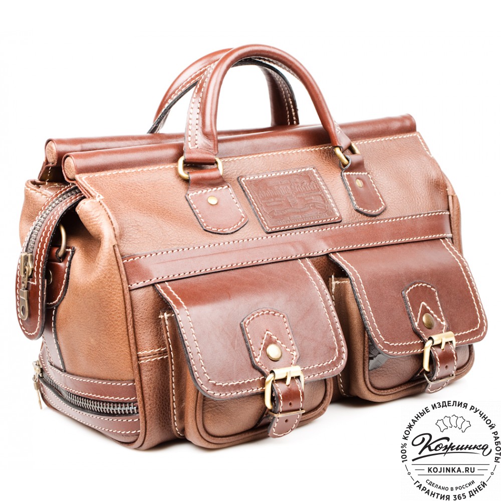 Кожаный дорожный саквояж "Малый" (коричневый)