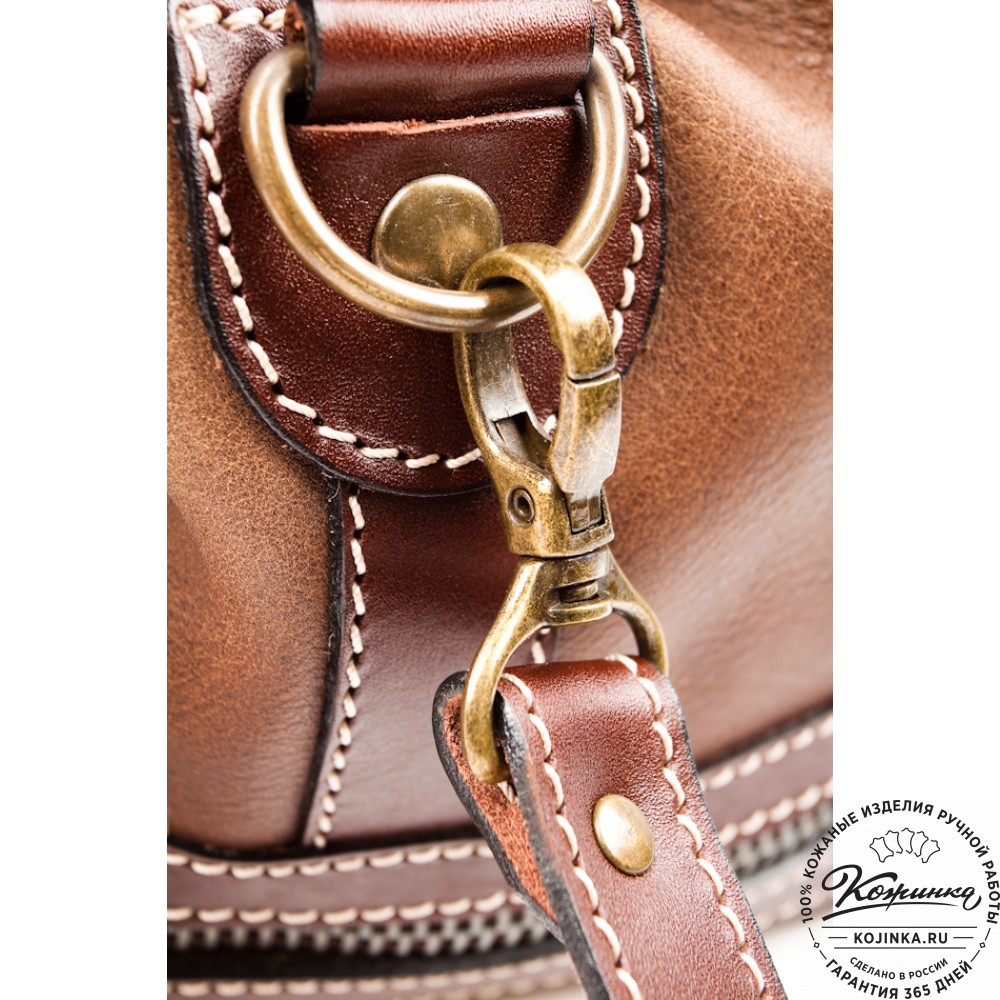 Кожаный дорожный саквояж "Малый" (коричневый)