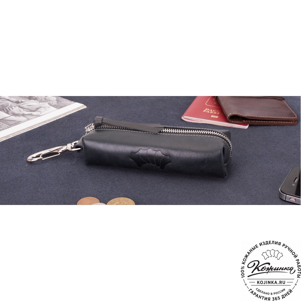 Кожаная ключница Барселона (черная)