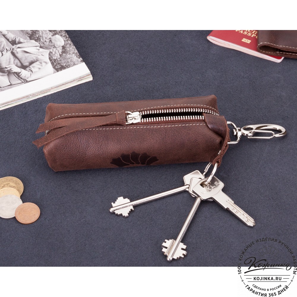 Кожаная ключница Барселона (коричневая)